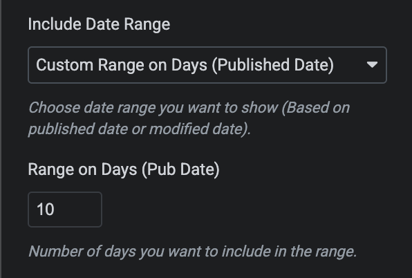 Custom Day Range field configuration