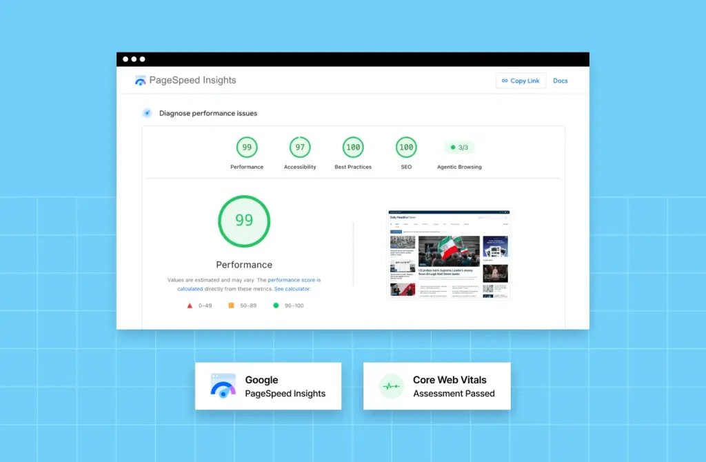 mockup result pagespeed