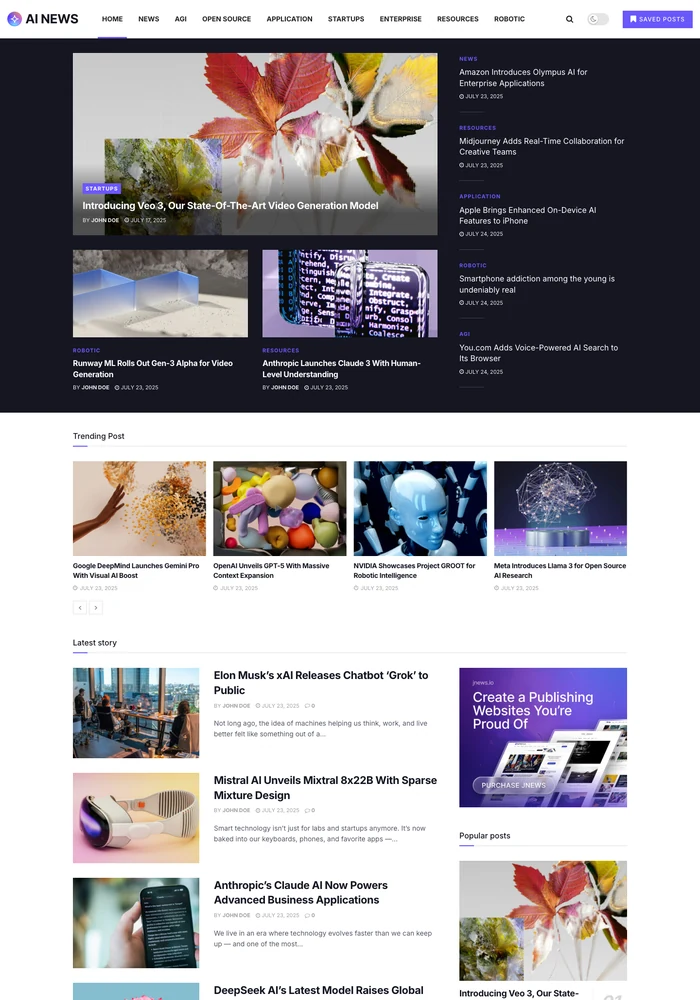 AI News website preview