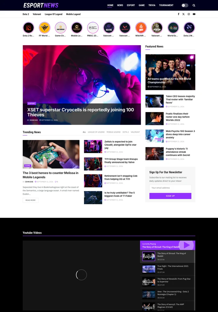 Esport website preview