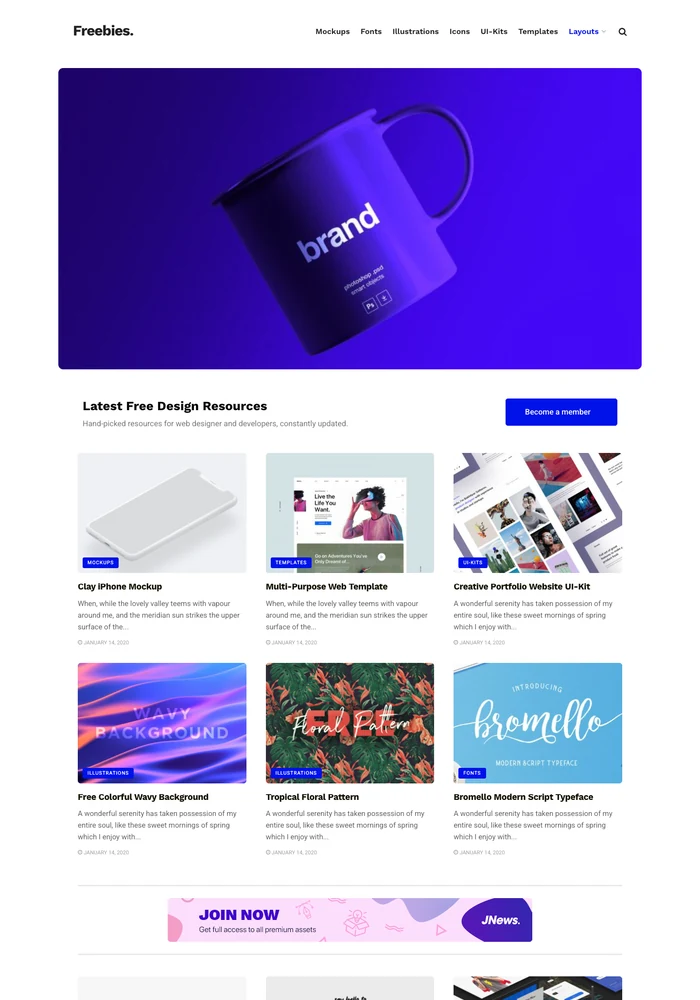 Freebie website preview