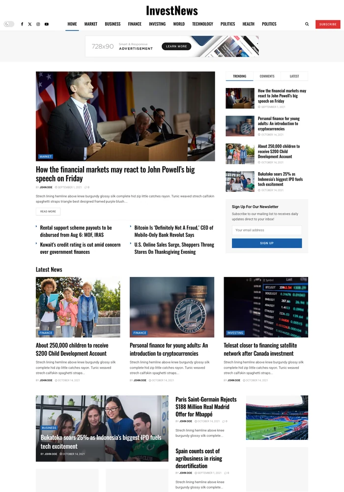 InvestNews website preview