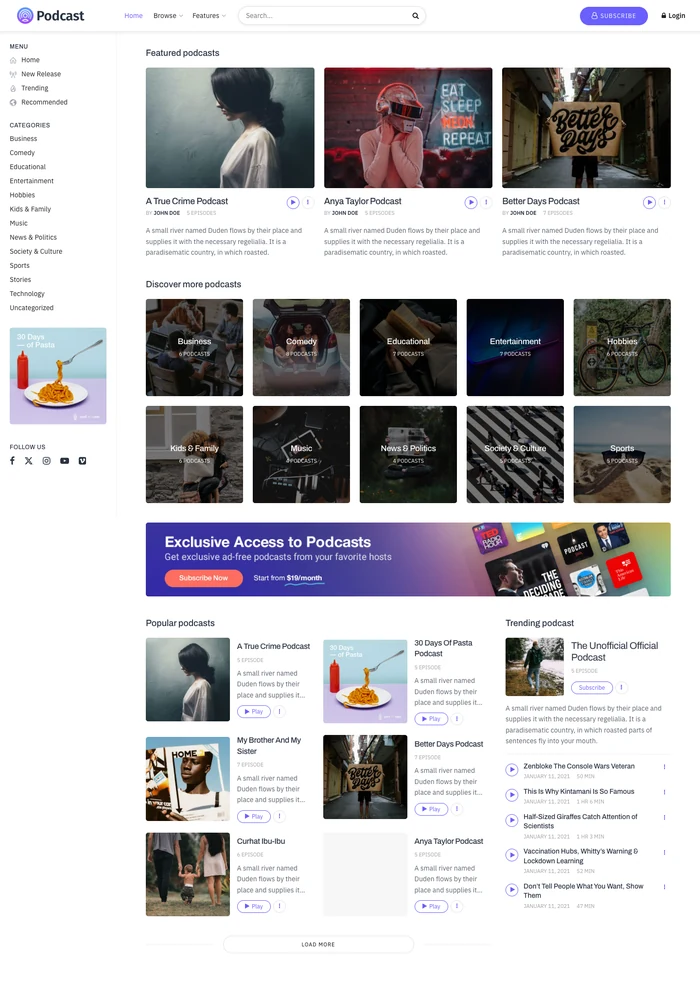Podcast website preview