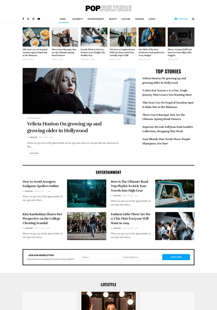 Pop News website preview