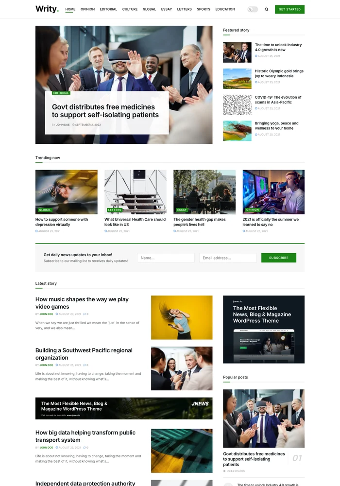 Writy website preview